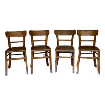 Vintage French Farmhouse Dining Chairs, 1950s, Set of 4 For Sale