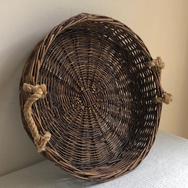 Rustic Twig Basket Tray With Rope Handles For Sale - Image 10 of 12