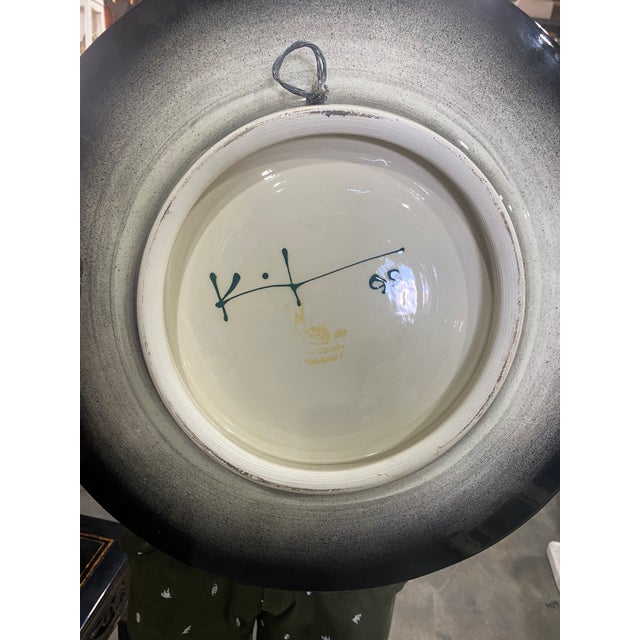 Vintage Postmodern Signed Glazed Ceramic Hand Painted Plate For Sale - Image 10 of 10