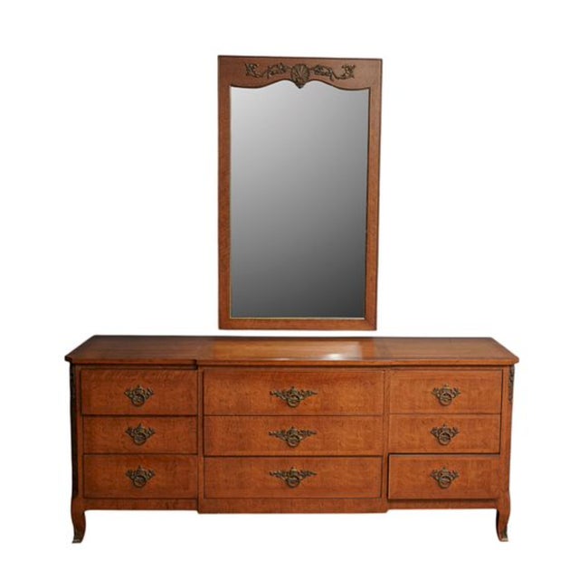 Mid-Century Modern Henredon French Provincial Bedroom Wall Mirror – Louis XVI Style Walnut, Mid 20th Century American Fine Furniture For Sale - Image 3 of 5