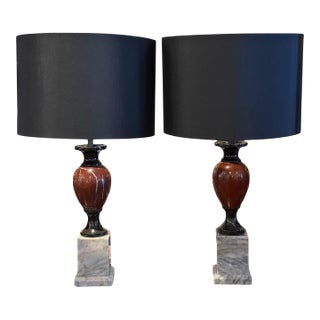 1990s Pair of Donghia Tri-Color Marble Lamps For Sale