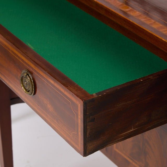 Antique English 19th Cent George III Inlaid Sideboard W/ Removable Brass Gallery For Sale - Image 9 of 13