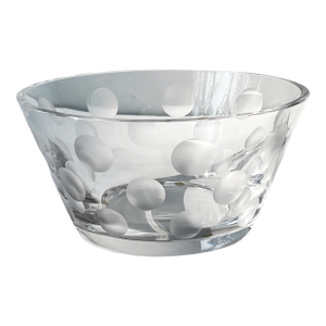 Swedish Art Crystal Bowl by Artist Anne Nilsson for Orrefors With Cut Dot Pattern Signed