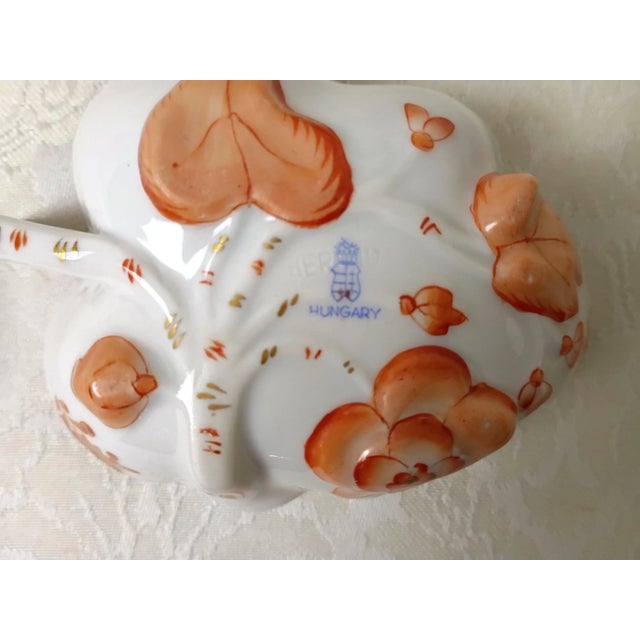 Metal 1970s Herend Hungary Chinese Bouquet Rust Handled Leaf Dish Apponyi Rust/ Orange 680 For Sale - Image 7 of 8