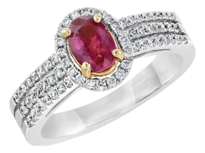1.14 Carat Burmese Ruby Diamond 18k White Gold Engagement Ring, Size 6.5