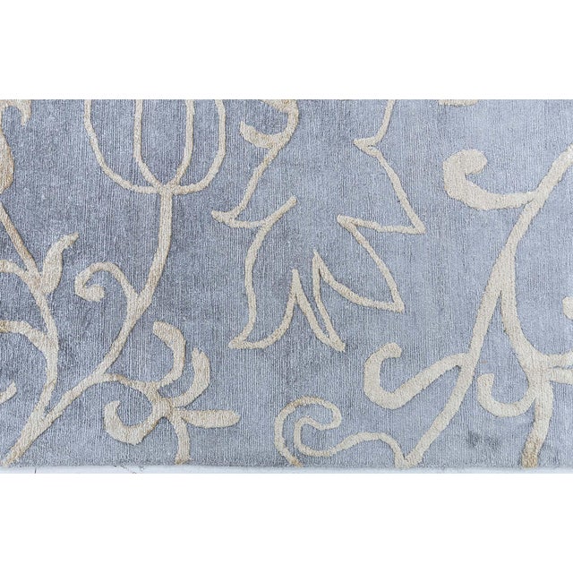 Modern Damask-Deco Wild Botanical Tibetan Wool & Silk Rug by Doris Leslie Blau For Sale In New York - Image 6 of 9