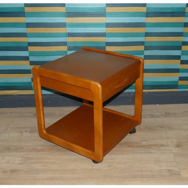 1990s Vintage Side Table on Wheels with Drawer, 1990s For Sale - Image 5 of 12