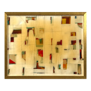 Postmodernist Mixed Media Layered Resin Painting, Signed (Resin on Panel, 2005)