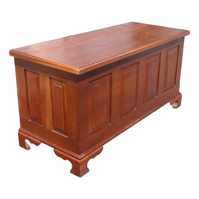 Mid-20th Century American Colonial Revival Solid Wood Paneled Blanket Chest For Sale