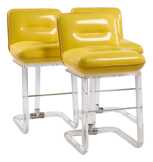Lion in Frost Mid Century Lucite Swivel Bar Stools - Set of 3