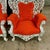Rococo Rococo Style Throne Chair – Orange Velvet Upholstery With Silver Leaf Hand-Carved Frame For Sale - Image 3 of 6