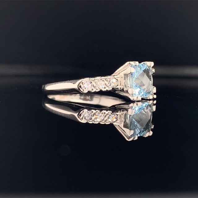 Natural Finely Faceted Quality Aquamarine Diamond Ring 14k Gold 1.70 TCW Women Certified $2,900 912275 This is a Unique...