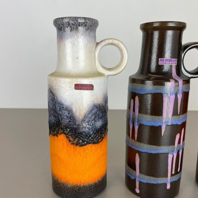 1970s Vintage Fat Lava Pottery Vases by Scheurich, Germany, 1970s, Set of 4 For Sale - Image 5 of 18