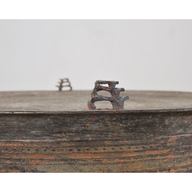 Southeast Asian Patinated Bronze Rain Drum Drink Table 2 Ft For Sale - Image 11 of 18