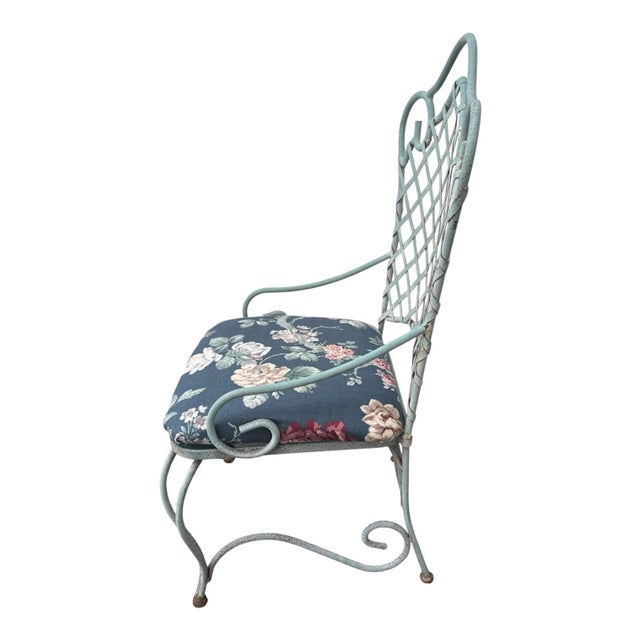 Metal Vintage Mid Century Woodard Style Florentine Lattice Pattern Back Iron Patio Dining Chairs-Set of 6 For Sale - Image 7 of 7
