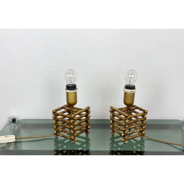 Faux Bamboo & Brass Table Lamp, Italy, 1960s For Sale - Image 6 of 12