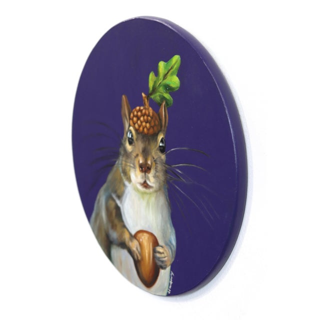 Contemporary Squirrel Nut Cap - Original Squirrel Animal Pop Art Oil Painting For Sale - Image 3 of 9