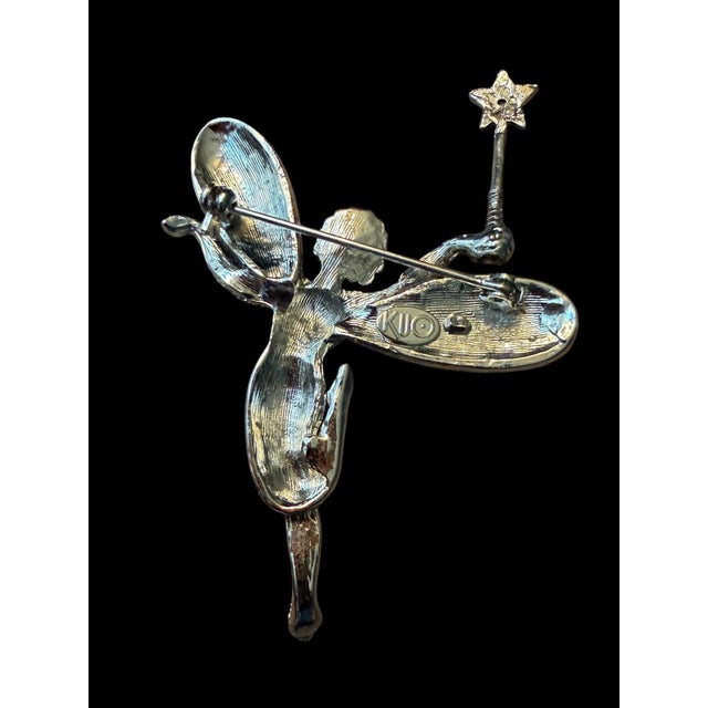 Vintage Signed KJL Rhinestone Fairy Godmother Brooch Pin With Star Wand For Sale In Dallas - Image 6 of 7