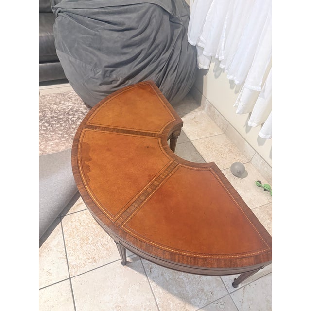 1940s 1940s Round Mahogany Folding Table With Bra Dish in the Middle For Sale - Image 5 of 6