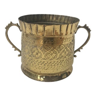 Hand Etched Brass Copper Bottom Planter Wine Cooler For Sale