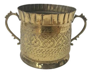 Hand Etched Brass Copper Bottom Planter Wine Cooler