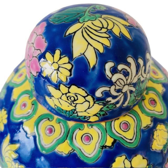 Ceramic Mid-Century Oriental Ginger Jar in Polychrome Ceramic, 1950s For Sale - Image 7 of 8