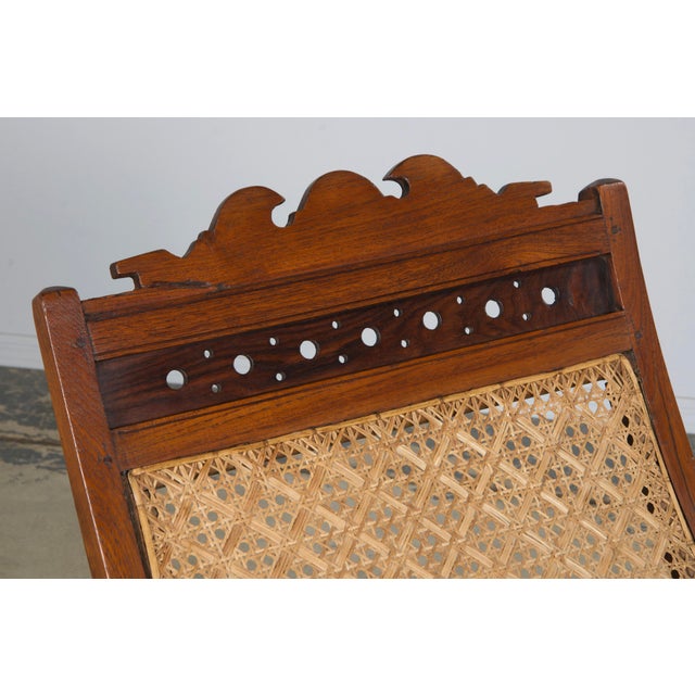 Wood 19th Century Colonial Mahogany Plantation Lounge Cane Chair For Sale - Image 7 of 12
