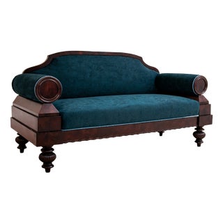 Antique Sofa in Fabric and Walnut, 1870 For Sale
