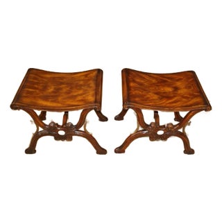 Pair of Theodore Alexander Attributed Mahogany Althorp the Gillows Stool X Frame Benches For Sale