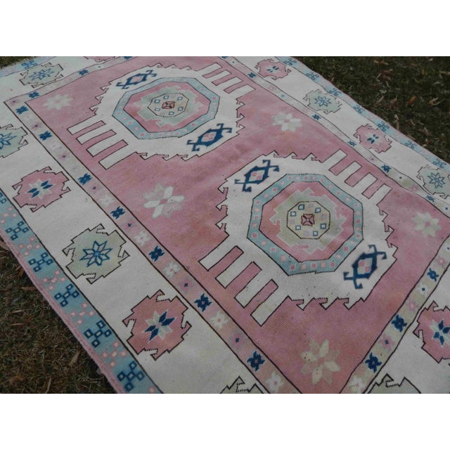 1970s Vintage Geometric Turkish Kars Rugs - 5′9″ × 7′10″ For Sale - Image 4 of 12