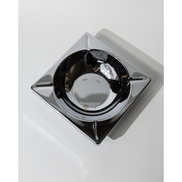 Large Vintage Brutalist Modernist Square Chrome Ashtray, 1980s For Sale - Image 4 of 12