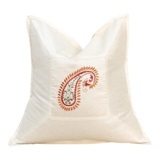 Ira Ivory Paisley Pillow Cover For Sale