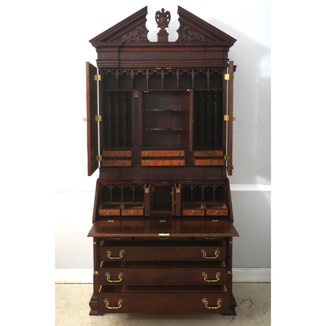 Chippendale Henkel Harris Mahogany Large Document Secretary Desk For Sale - Image 3 of 18