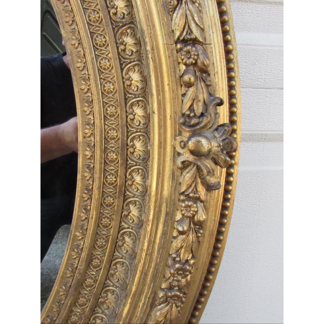 Antique English Oval Giltwood Mirror For Sale - Image 9 of 18