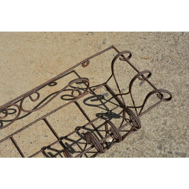 Vintage Pair Brown Scroll Metal / Wire Rectangle Wall Planters Window Boxes For Sale - Image 12 of 16