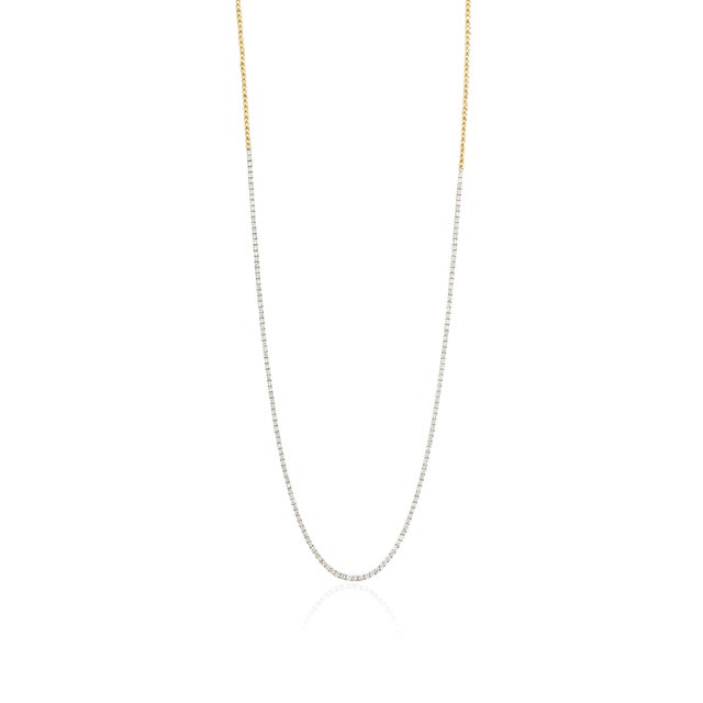 Metal 1.17ct Round Brilliant Diamond Tennis Necklace in 18k Yellow Gold- 18 Inch For Sale - Image 7 of 16