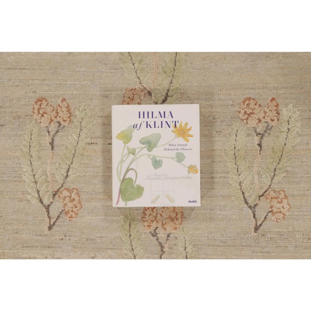Rug & Kilim’s Block Print Rug With Green, Orange & Beige-Brown Floral ...