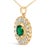 Haus of Brilliance 14K Yellow Gold Plated Silver Lab Grown Emerald and Diamond Sunburst Medallion Pendant Necklace For Sale - Image 4 of 5