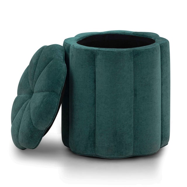 The Fleur velvet storage ottoman brings a soft, playful touch to any space. Its flowery silhouette and plush velvet...