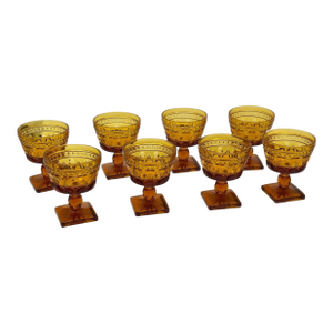 Vintage Indiana Amber Glass Goblets - A Set of 8