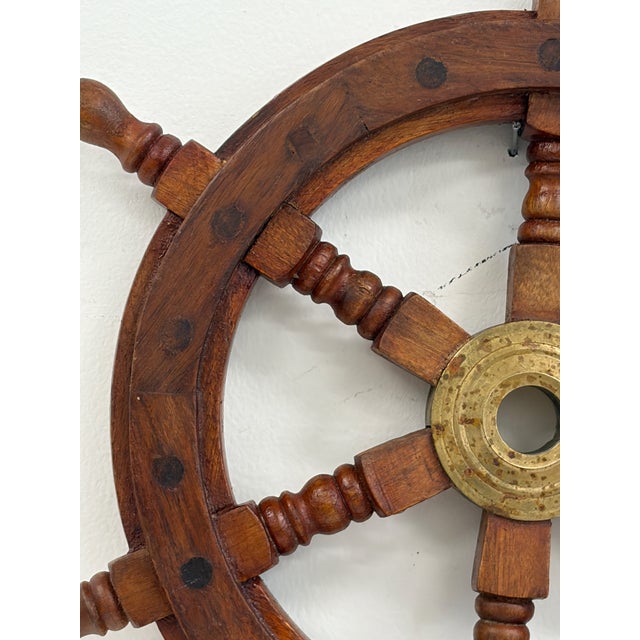 Wooden Ship’s Wheel Wall Decor For Sale - Image 12 of 14