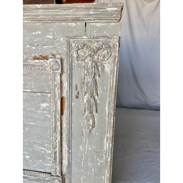 Early 20th Century French Louis XVI Wood Patinated Trumeau Mirror For Sale - Image 6 of 12