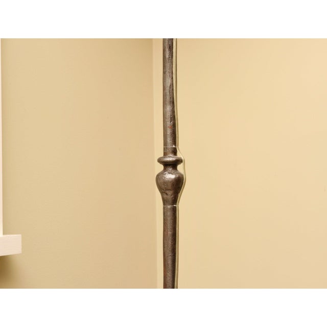 Late 20th Century Vintage Wrought Iron Candlestick Floor Lamp With Double Scrolled Tripodal Base For Sale - Image 5 of 8