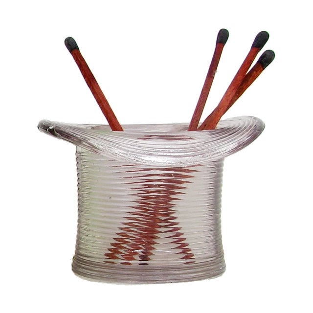 Mid-Century Modern Vintage Glass Hat Match Striker / Pyrogene For Sale - Image 3 of 3