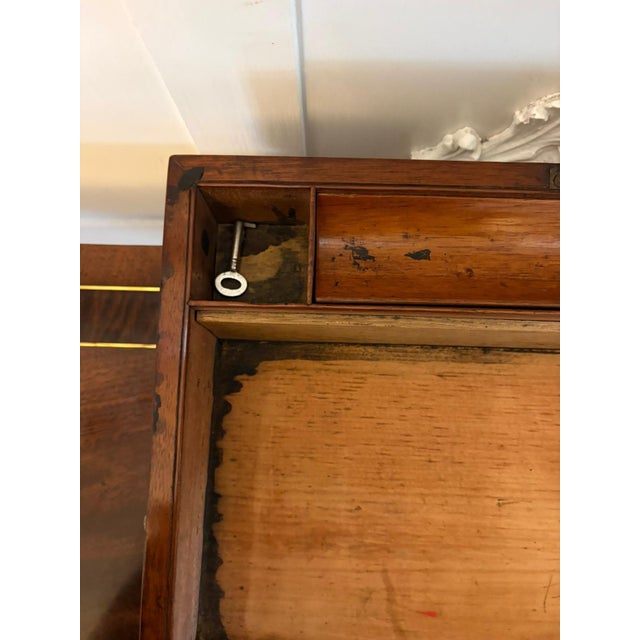 Antique Georgian Mahogany Writing Slope Box with Fitted Interior and Secret Compartment, 1820 For Sale - Image 9 of 11