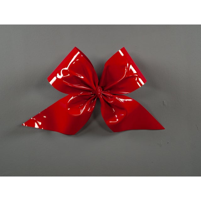 Red Large Red Gift Bow Hand-Formed from Plastic For Sale - Image 8 of 13