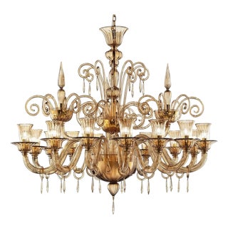 Lively Curls Murano Glass Chandelier in Dark Amber by Simoeng for Simoeng For Sale