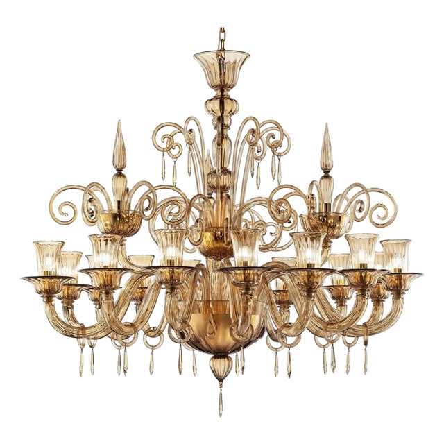 Lively Curls Murano Glass Chandelier in Dark Amber by Simoeng for Simoeng For Sale