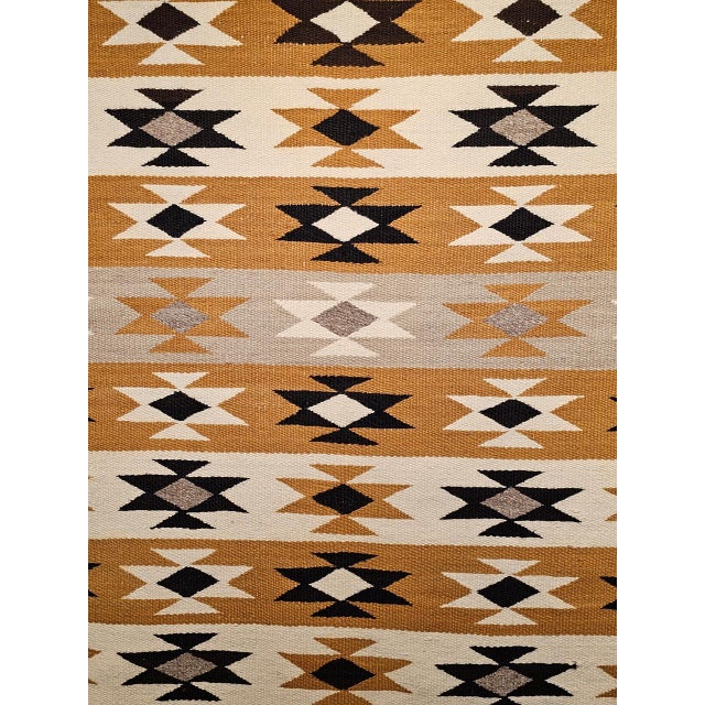 American Vintage Native American Navajo Chinle Revival Rug, Wool and Cotton, Banded Geometric Pattern, 4x5 For Sale - Image 3 of 9