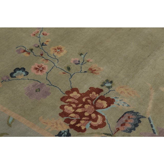2010s Rug & Kilim’s Chinese Art Deco Inspired Rug, Light Green With Whimsical Florals For Sale - Image 5 of 8